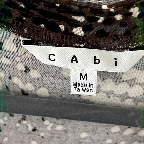 Cabi Long Sleeve Brown & Black Abstract Print Belted Mock Wrap Dress Siz…‎ - Picture 3 of 7